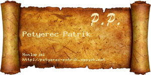 Petyerec Patrik névjegykártya
